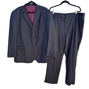 Giorgio Cosani Vintage Mens 140s Wool Hand Tailored Pinstripe Suit Jacket Pants
